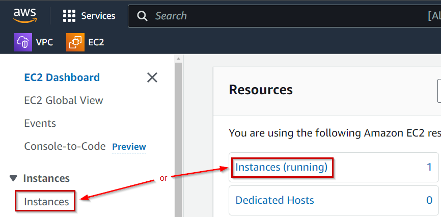 Access Running Instances