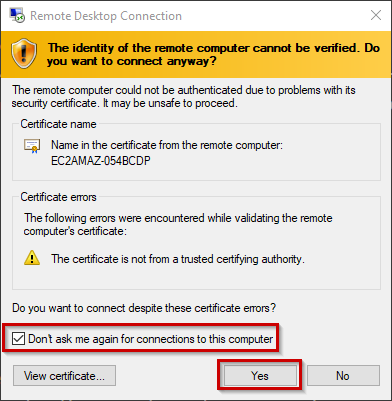 Confirm certificate