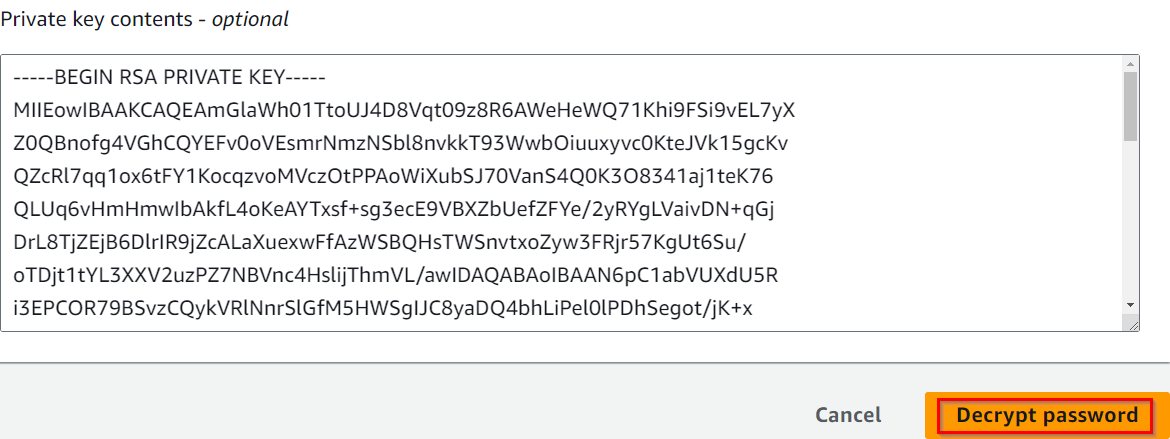 Decrypt Password After Key Upload