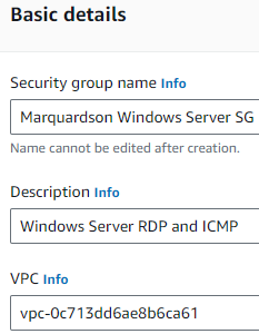 Security Group Basic Details